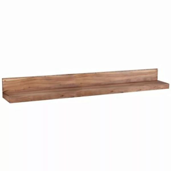 FineBuy Wandregal Massivholz Akazie 160 cm breit braun günstig online kaufen