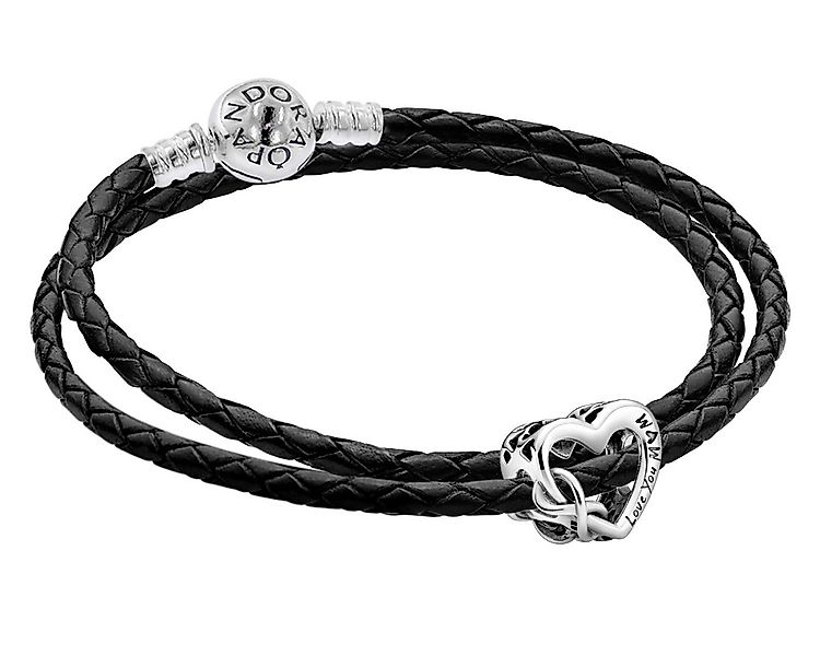 Pandora Silberarmband Set Leder-Armband für mit Charm Love You Mum günstig online kaufen