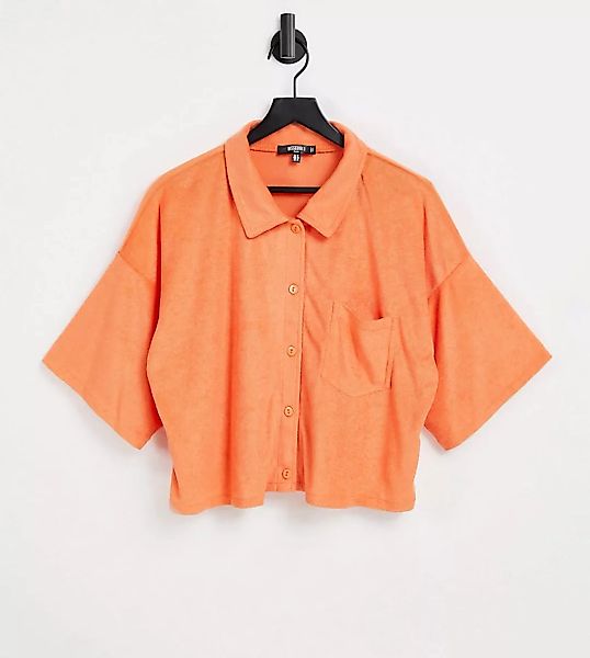 Missguided Plus – Strandhemd aus Frottee in Orange, Kombiteil günstig online kaufen