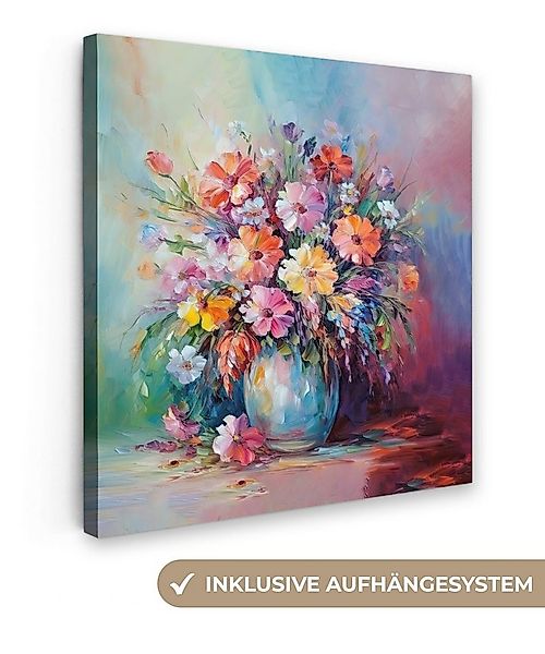 OneMillionCanvasses® Leinwandbild Blumen - Kunst - Malerei - Frühling - Blu günstig online kaufen