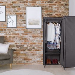 relaxdays Eckkleiderschrank aus Stoff Anthrazit günstig online kaufen