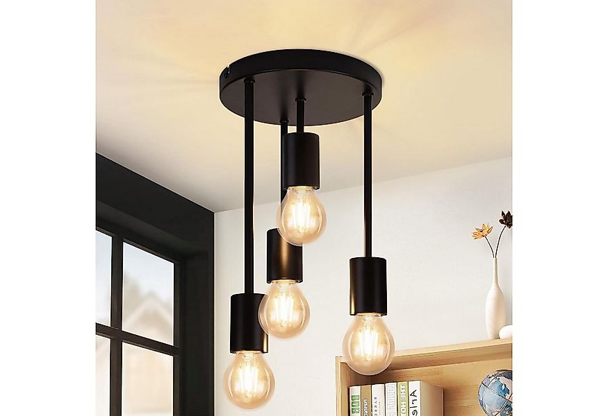 ZMH Deckenleuchten Wohnzimmer Schwarz E27 Retro Hängend Deckenlampe für küc günstig online kaufen