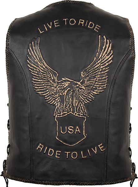MDM Lederweste Herren Chopper Biker Lederweste günstig online kaufen