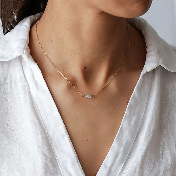 GOLDEN Charm-Kette Aquamarin Halskette, 14K Gold, günstig online kaufen