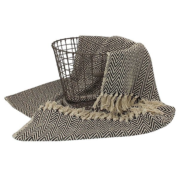 Wolldecke Hochwertige Wohndecke Schwarz Beige mit günstig online kaufen