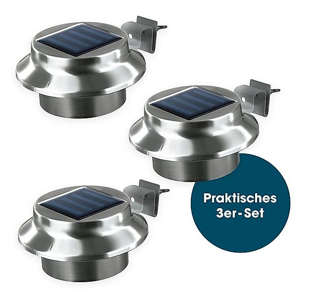 EASYmaxx Dachrinnenleuchten Solar-Leuchte Dachrinne, 3-er Set, Edelstahl, A günstig online kaufen