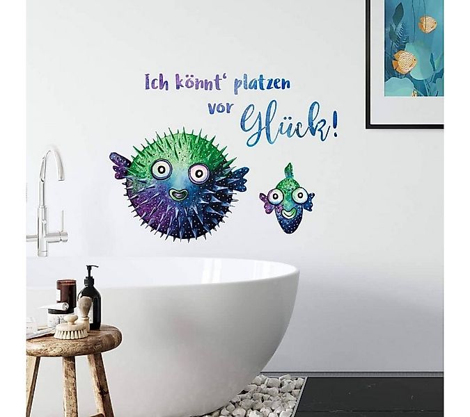 K&L Wall Art Wandtattoo Wandtattoo Hagenmeyer Badezimmer Kugelfisch platzt günstig online kaufen