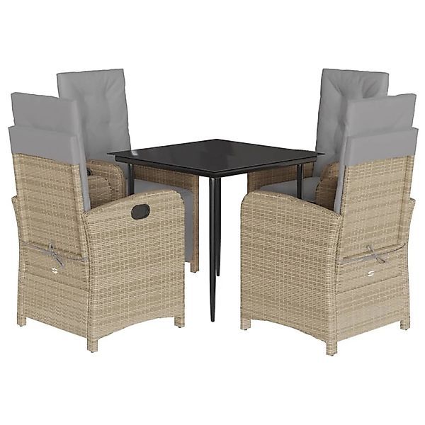 vidaXL 5-Tlg Garten-Essgruppe mit Kissen Beigemischung Poly Rattan 3212392 günstig online kaufen