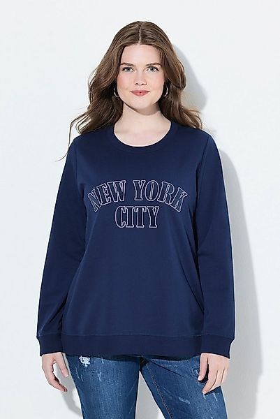 Ulla Popken Sweatshirt Sweat-Pullover Stickerei V-Ausschnitt Langarm günstig online kaufen