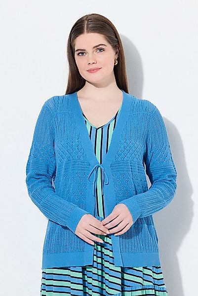 Ulla Popken Strickjacke Strickjacke Ajour V-Ausschnitt Langarm günstig online kaufen