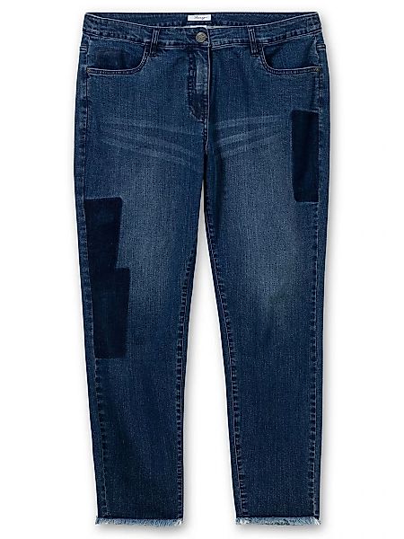 Sheego Stretch-Jeans "Große Größen", mit Patch-Optik und Fransensaum günstig online kaufen