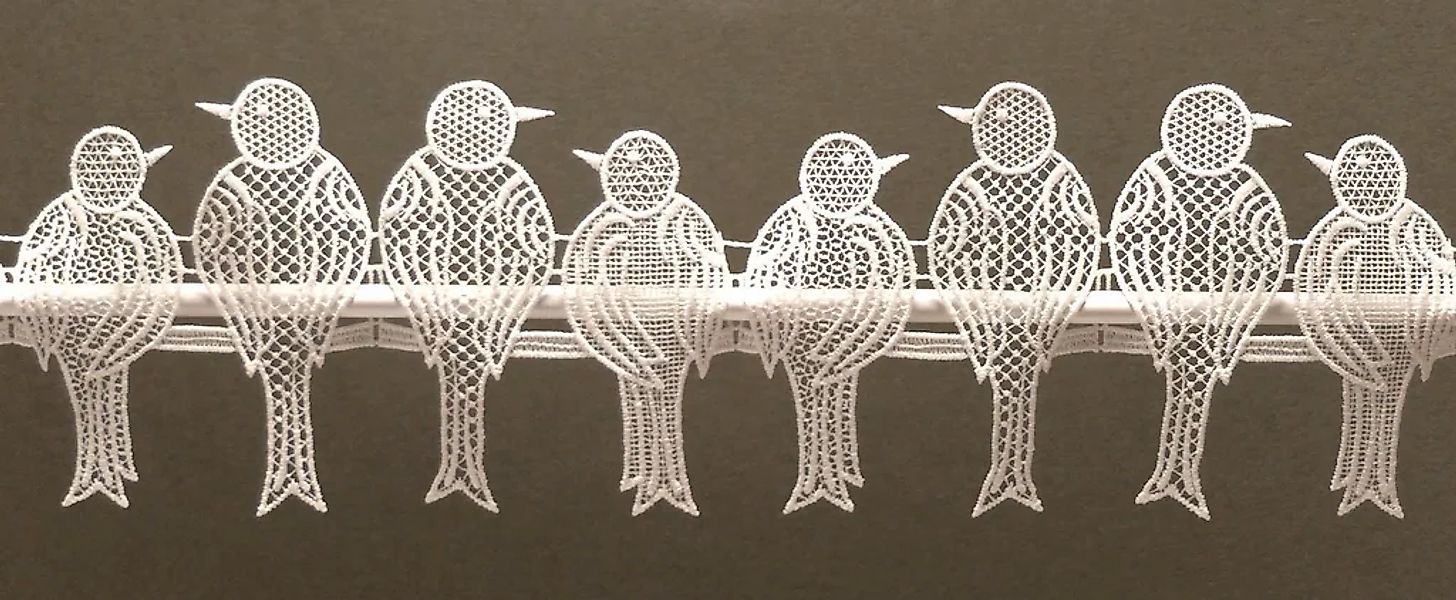 Stickereien Plauen Scheibengardine "Spatzen" Stangendurchzug 1 Stk. tlg. günstig online kaufen