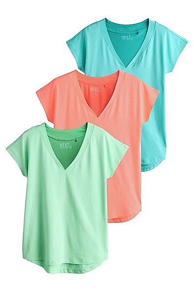 Next V-Shirt T-Shirt mit V-Ausschnitt und angesetzten Ärmeln (3-tlg) günstig online kaufen