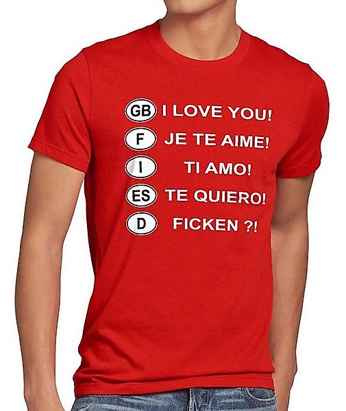 style3 T-Shirt I love you Ficken?! Übersetzung Auto Kennzeichen Urlaub Spru günstig online kaufen