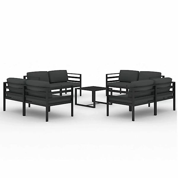 Vidaxl 9-tlg. Garten-lounge-set Mit Kissen Aluminium Anthrazit günstig online kaufen