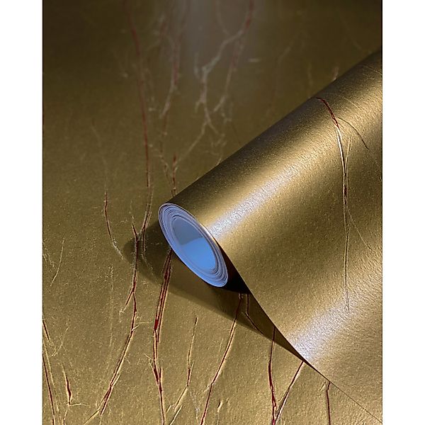 Marburg Vliestapete Uni Crushed-Optik Streifen Modern 10,05 m x 0,7 m Gold günstig online kaufen