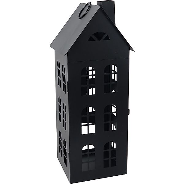 Metall-Laterne Haus Schwarz 18,5 cm x 18 cm x 46 cm günstig online kaufen