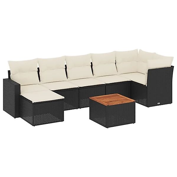 vidaXL 8-Tlg Garten-Sofagarnitur mit Kissen Schwarz Poly Rattan 3224229 günstig online kaufen