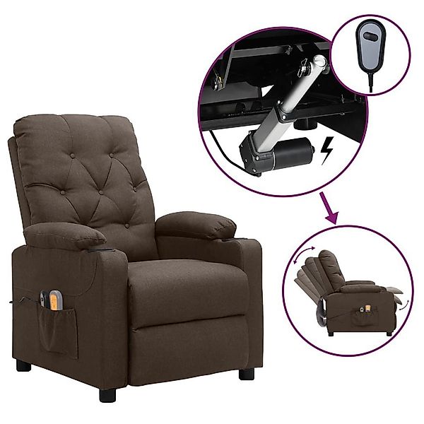 vidaXL Massagesessel Massagesessel Elektrisch Braun Stoff günstig online kaufen