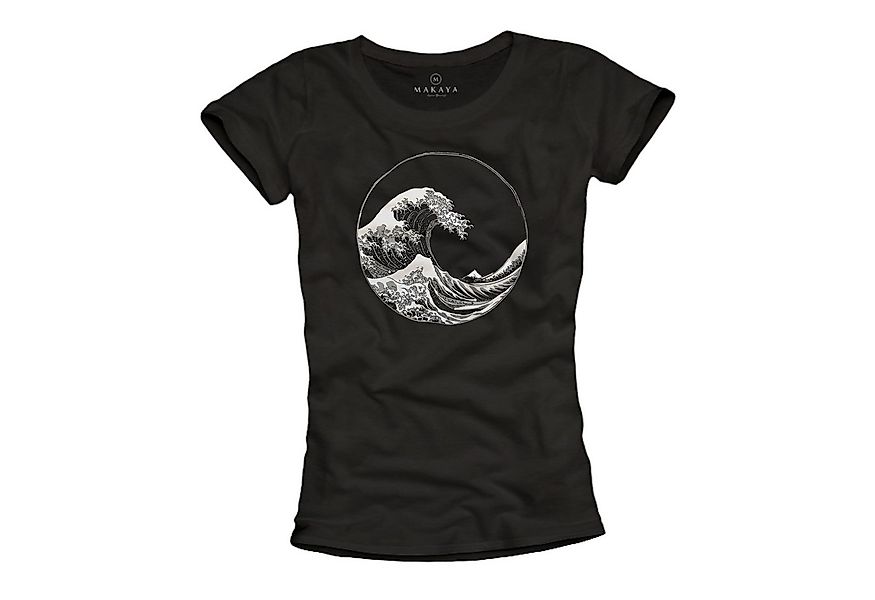 MAKAYA Print-Shirt Surfer Damen Shirt mit Wellen-Print – Coole Geschenkidee günstig online kaufen