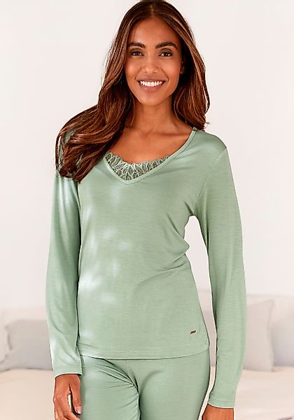 LASCANA Pyjamaoberteil mit Spitzendetails günstig online kaufen