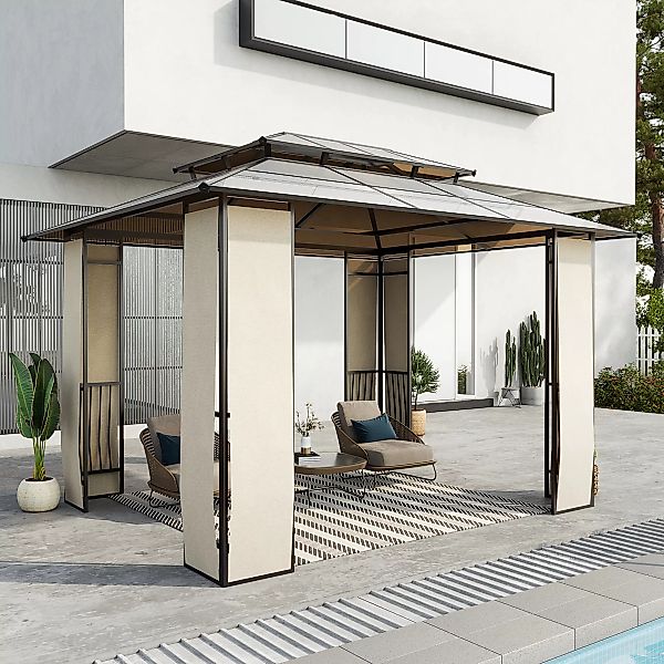 Outsunny Gartenpavillon mit Sonnendach 3,65x3x2,75m, robuster Pavillon aus günstig online kaufen