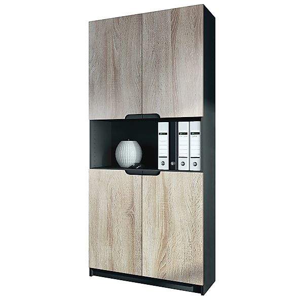 Vladon Aktenschrank Logan V2 (Aktenschrank, mit Soft-Close Funktion) Schwar günstig online kaufen