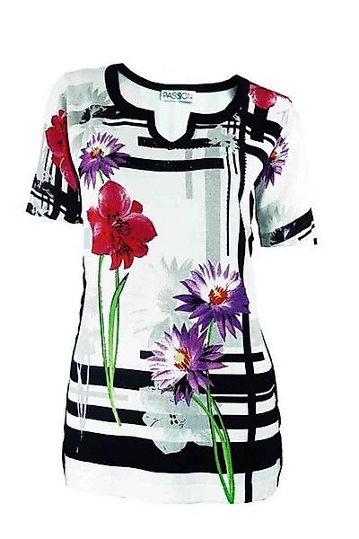 Passioni T-Shirt mit Geometrischem Muster und Blumen-Mix günstig online kaufen