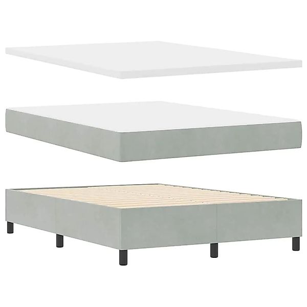 vidaXL Boxspringbett mit Matratze Hellgrau 160 x 200 cm Samt 3344456 günstig online kaufen