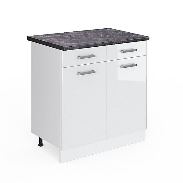 Vicco Küchenunterschrank R-Line Weiß Hochglanz/Weiß 80 cm AP Anthrazit günstig online kaufen
