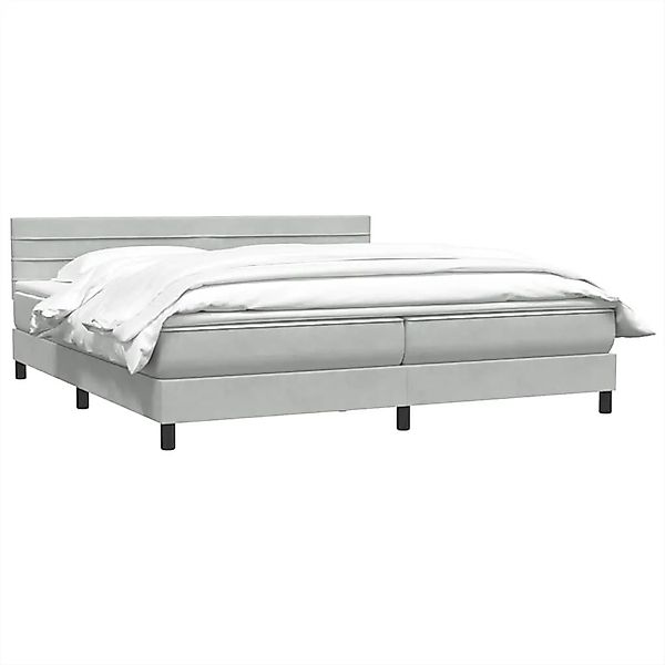vidaXL Boxspringbett mit Matratze Hellgrau 180x220 cm Samt 3316365 günstig online kaufen