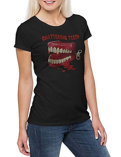 Urban Backwoods Print-Shirt Chattering Teeth Damen T-Shirt Zähne Gebiss Jaw günstig online kaufen
