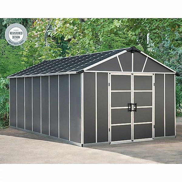 Palram Kunststoff-Gerätehaus Yukon Anthrazit 17,2 m² mit Boden günstig online kaufen