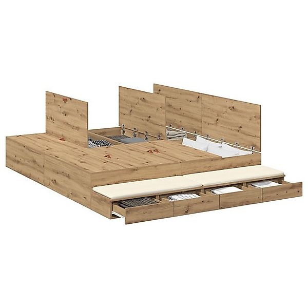 vidaXL Bett Stauraumbettgestell Artisan-Eiche 200x200 cm (1-tlg) günstig online kaufen