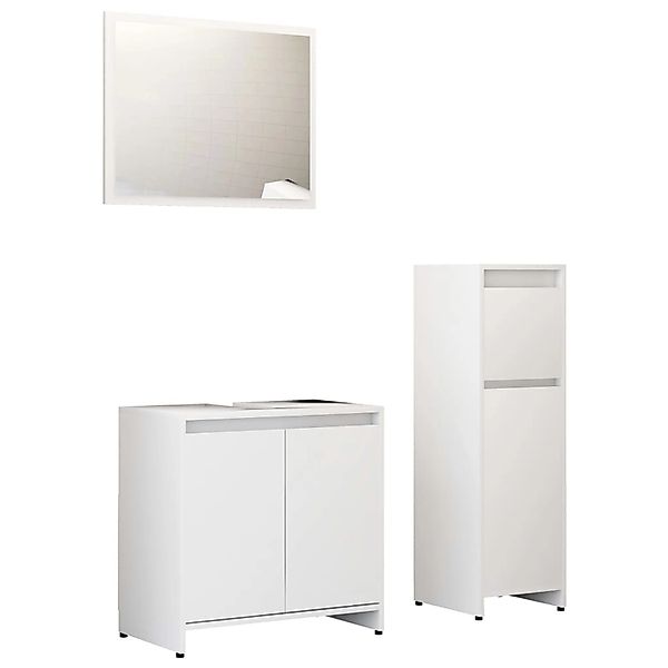 vidaXL 3-tlg. Badmöbel-Set Weiß Holzwerkstoff Modell 2 günstig online kaufen