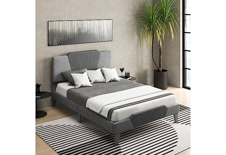 COSTWAY Polsterbett Doppelbett, mit Lattenrost & Kopfteil, 140 x 200cm günstig online kaufen