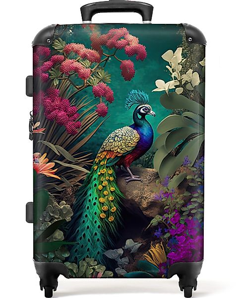 NoBoringSuitcases.com© Hartschalen-Trolley Pfau - Federn - günstig online kaufen
