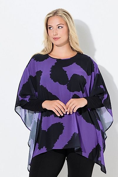 Ulla Popken Tunika Tunika Leomuster doppellagig Rundhals 3/4-Arm günstig online kaufen