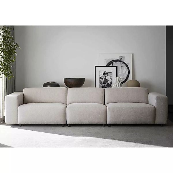Großes Wohnzimmer Sofa in Cremefarben Boucle vier Sitzplätzen günstig online kaufen