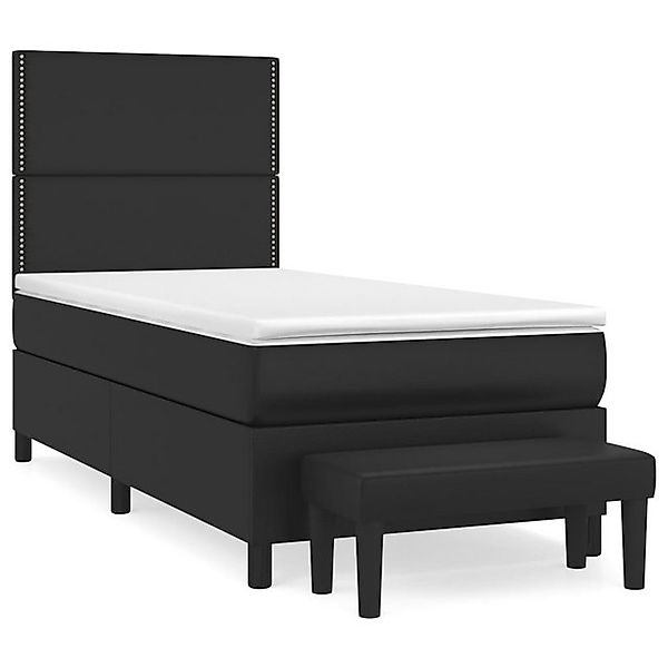 vidaXL Boxspringbett, Boxbett mit Matratze Schwarz 90x190 cm Kunstleder günstig online kaufen