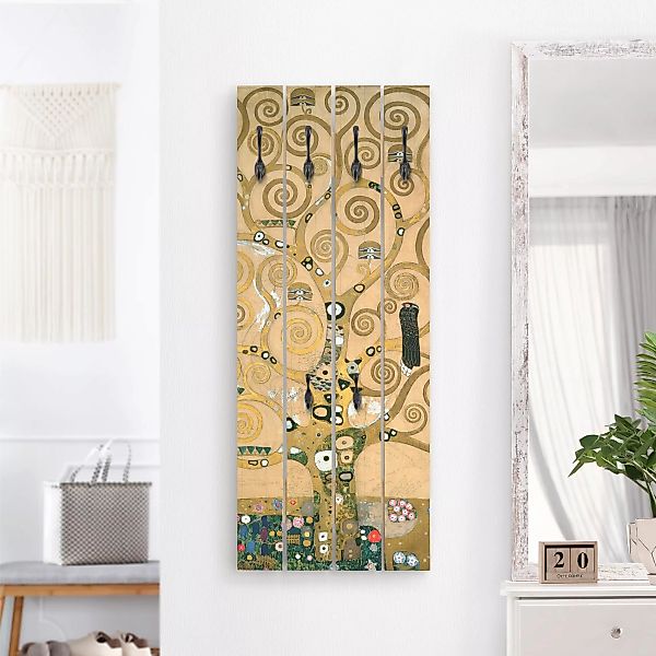 Wandgarderobe Holzpalette Kunstdruck Gustav Klimt - Der Lebensbaum günstig online kaufen
