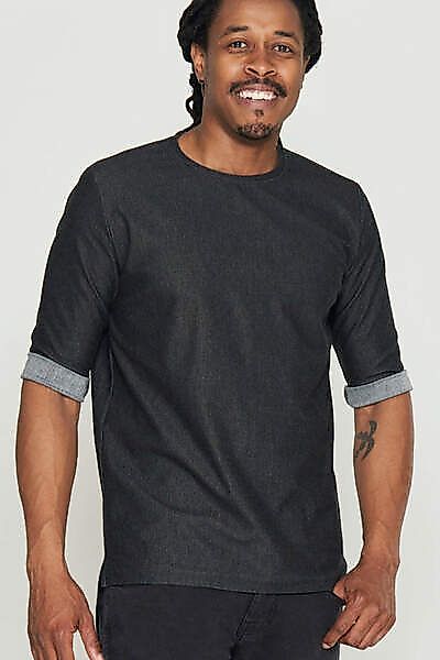 Halbarm-shirt Denim Stretch Anthrazit günstig online kaufen