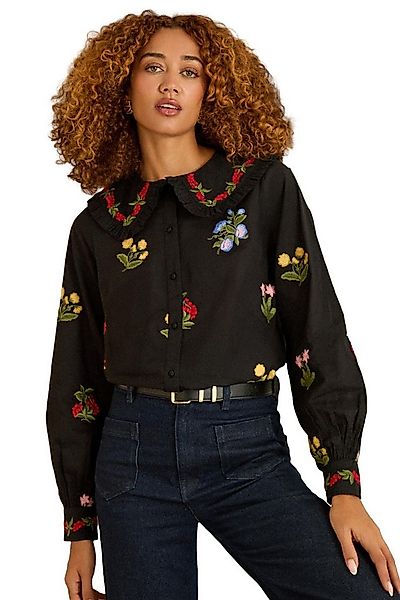 Love & Roses Langarmbluse Love & Roses Bluse mit Blumenstickerei, Kurzgröße günstig online kaufen