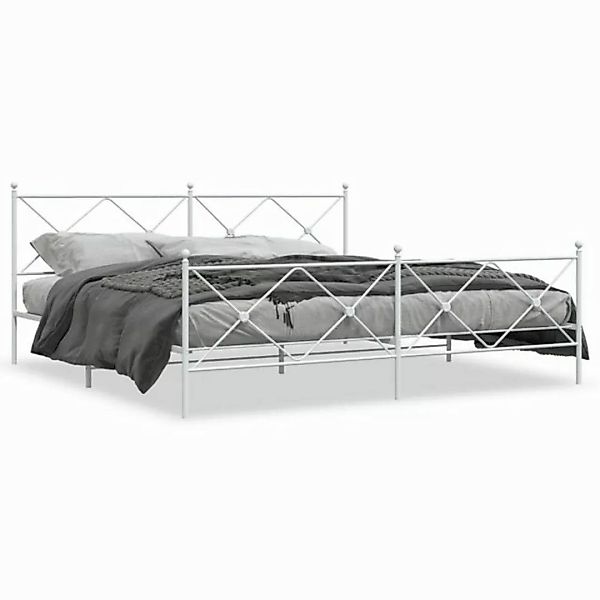 vidaXL Bettgestell, Bettrahmen mit Kopf- und Fußteil Metall Weiß 193x203 cm günstig online kaufen