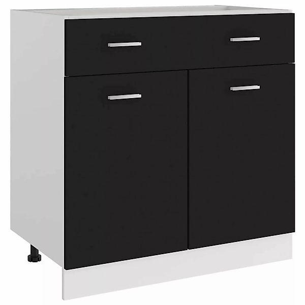 Schubunterschrank Schwarz 80x46x81,5 Cm Spanplatte günstig online kaufen