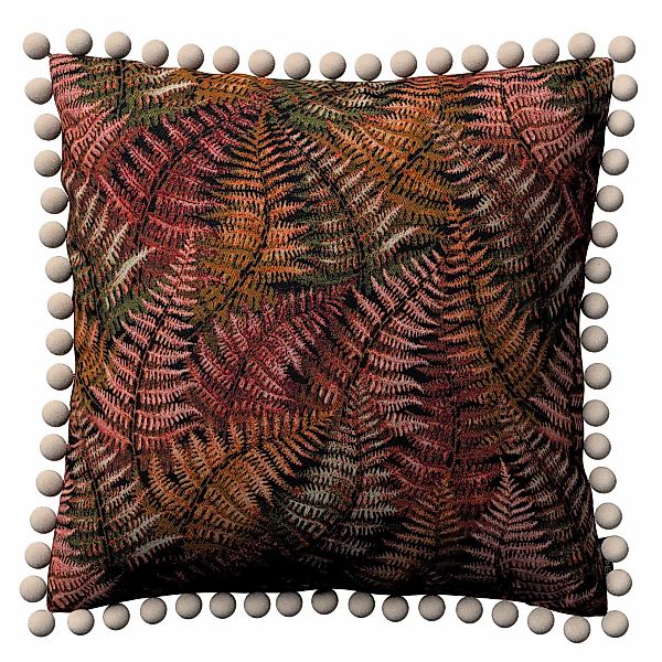 Kissenhülle Wera mit Bommeln, dunkelrot- gold, 45 x 45 cm, Intenso Premium günstig online kaufen