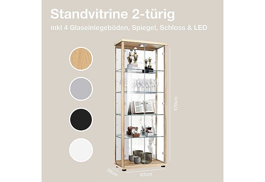 K-Möbel Glasvitrine C1084 (Glasvitrine (176x67x33 cm) mit 2 Glastüren) Glas günstig online kaufen