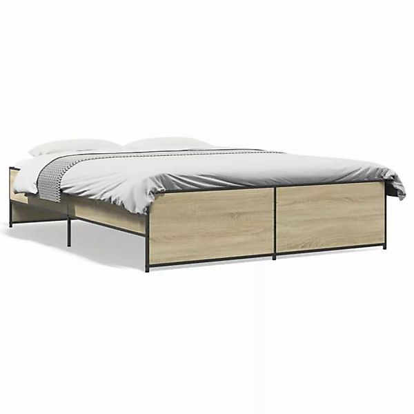 vidaXL Bett Bettgestell Sonoma-Eiche 140x200 cm Holzwerkstoff und Metall günstig online kaufen
