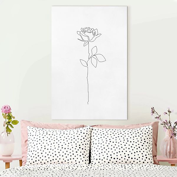 Leinwandbild Line Art Blumen - Rose günstig online kaufen