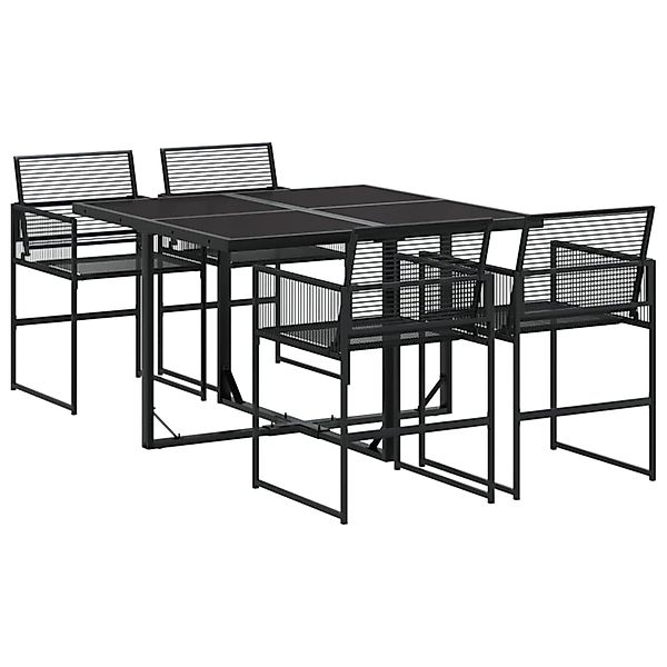 vidaXL 5-tlg Garten-Essgruppe Schwarz Poly Rattan Modell 25 günstig online kaufen